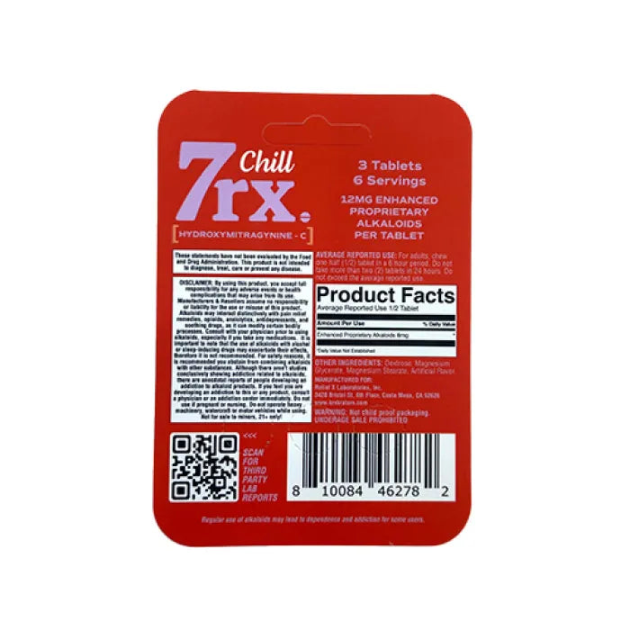 7RX CHILL KRATOM ALKALOID CAPSULES 12MG 3CT