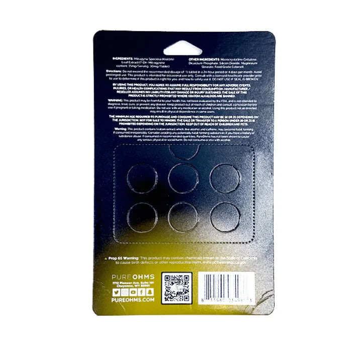 PUREOHMS 7OH TABLETS 30MG 10CT 6PC - BLACK